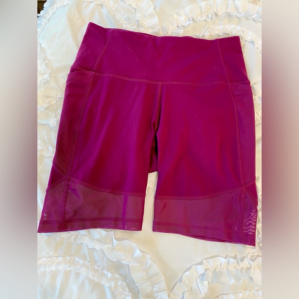 Women's Blue and Burgundy Workout Shorts and Yoga Top Set Size M - Picture 2 of 16